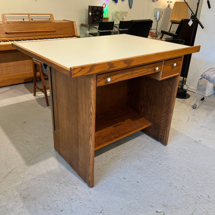 1980s 48” Modernist Oak Drafting Table
