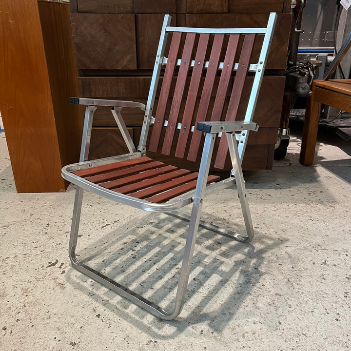 Outdoor Aluminum Folding Chair w/Wood Slats