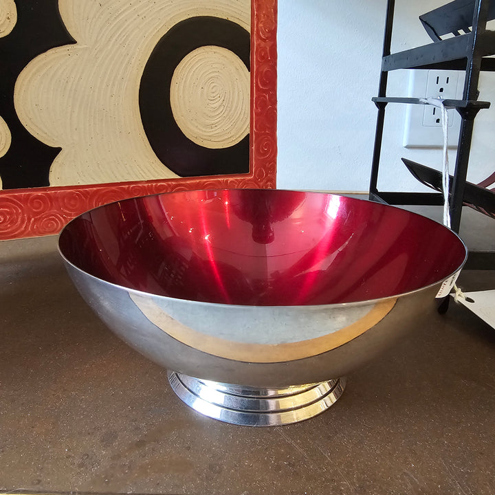 Carl Christiansen Danish Red Enamel Silverplate Bowl