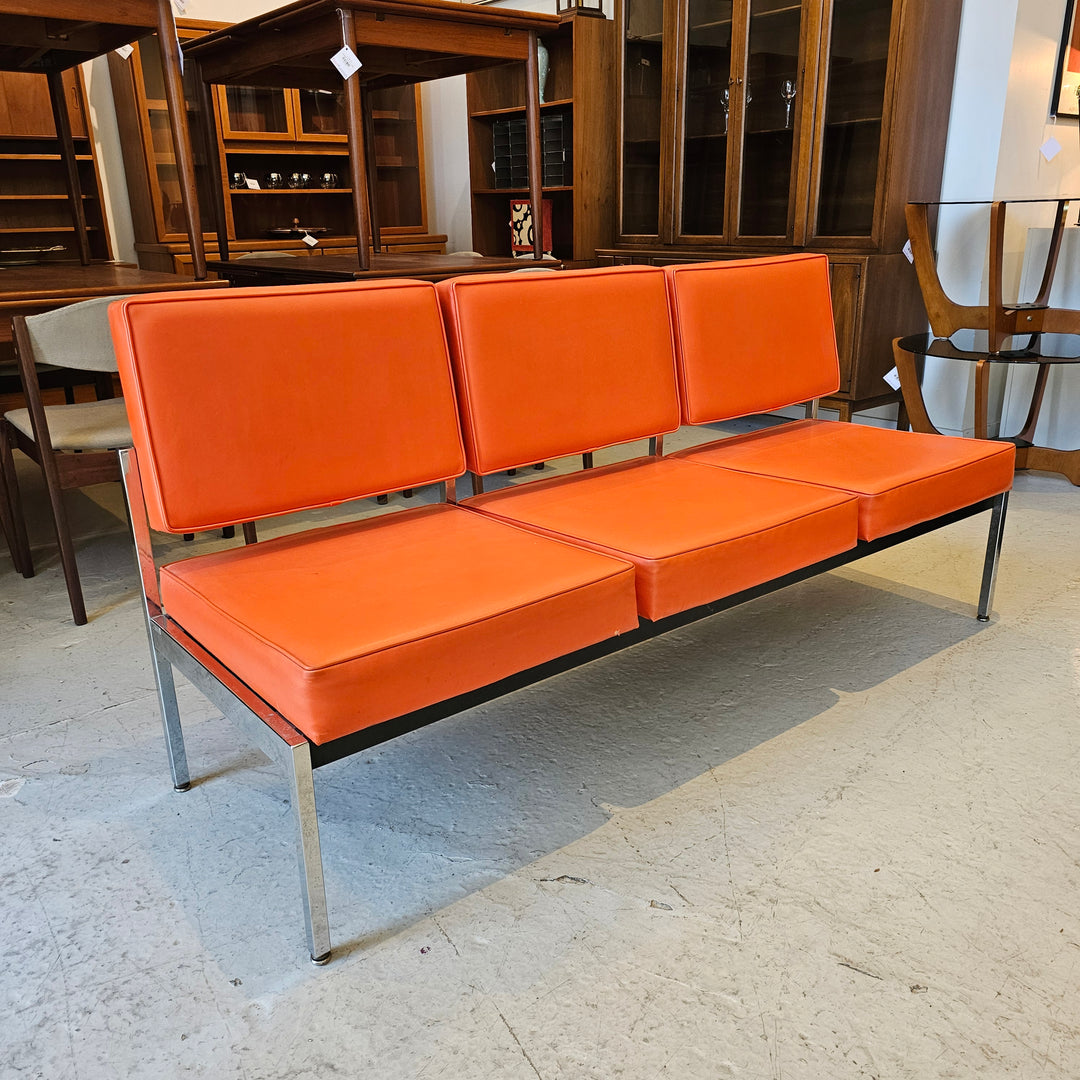 Vintage Orange Vinyl Sofa