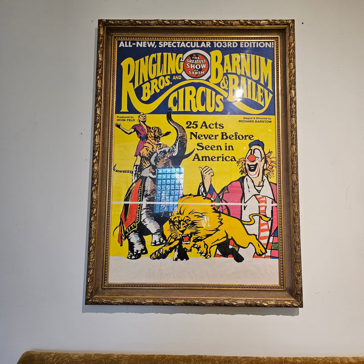 1970's Large Gold Gilt Framed Ringling Bros Poster