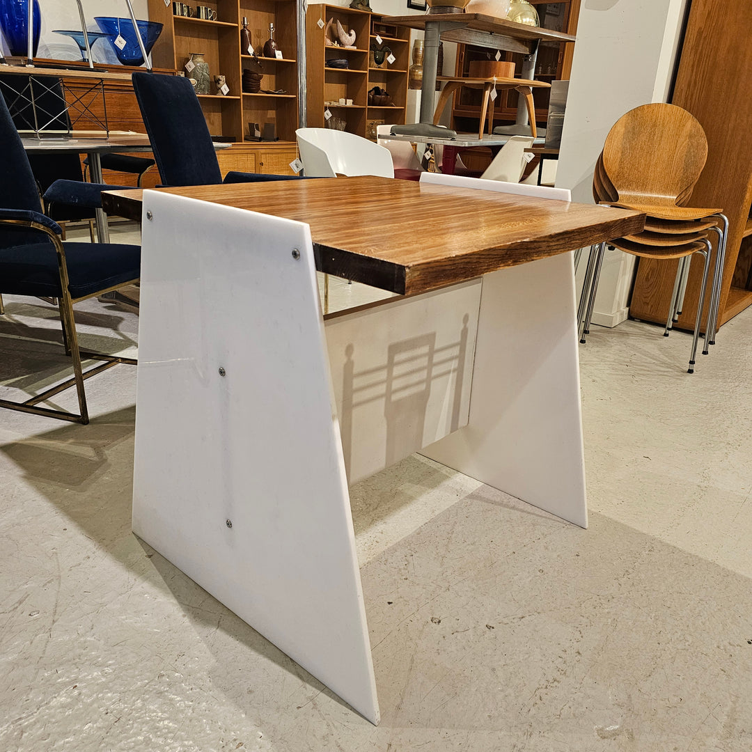 Vintage White Acrylic Butcher Block Table