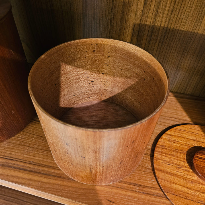 (2) Teak Wood Stacking Canisters