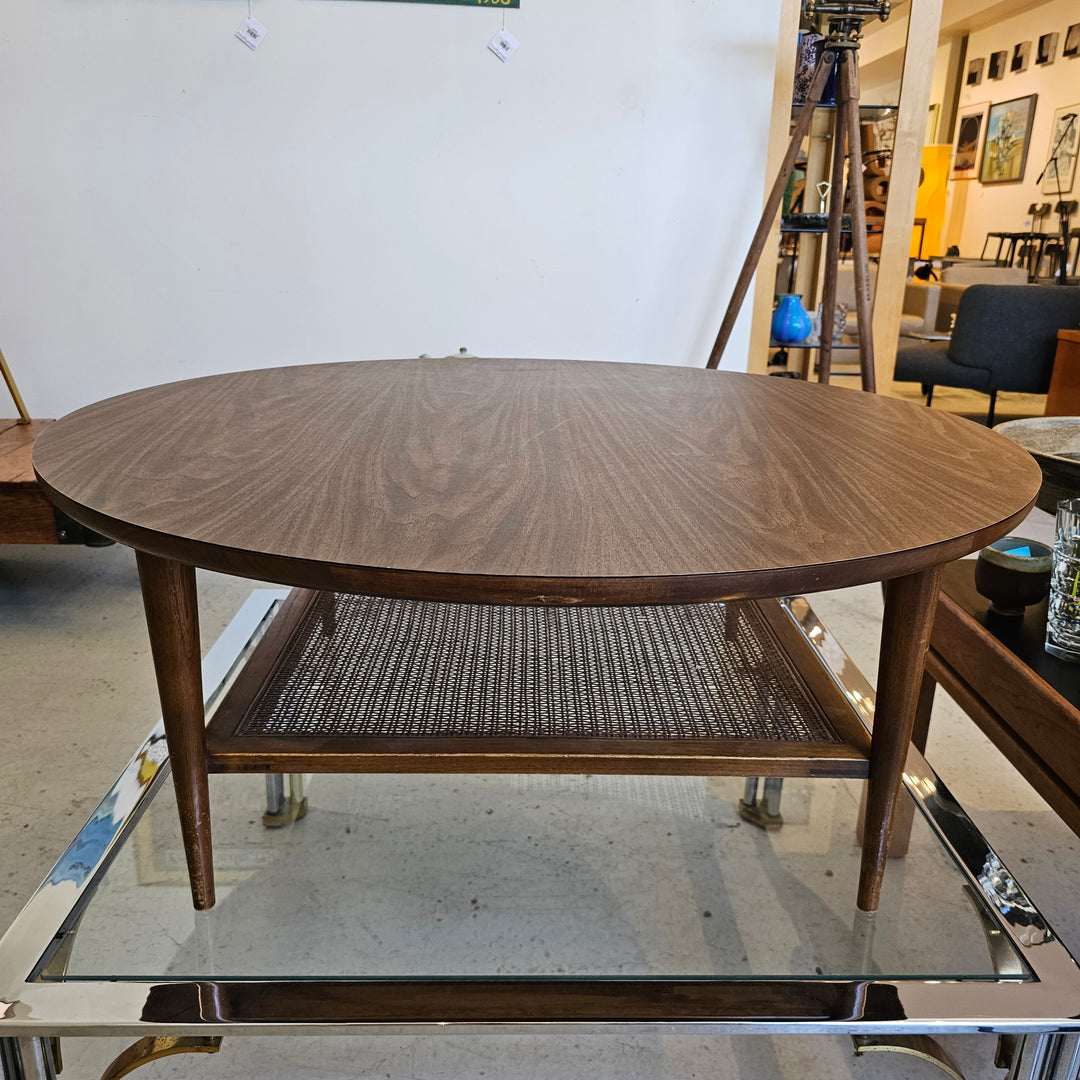 Round Laminate Faux Wood Top Coffee Table