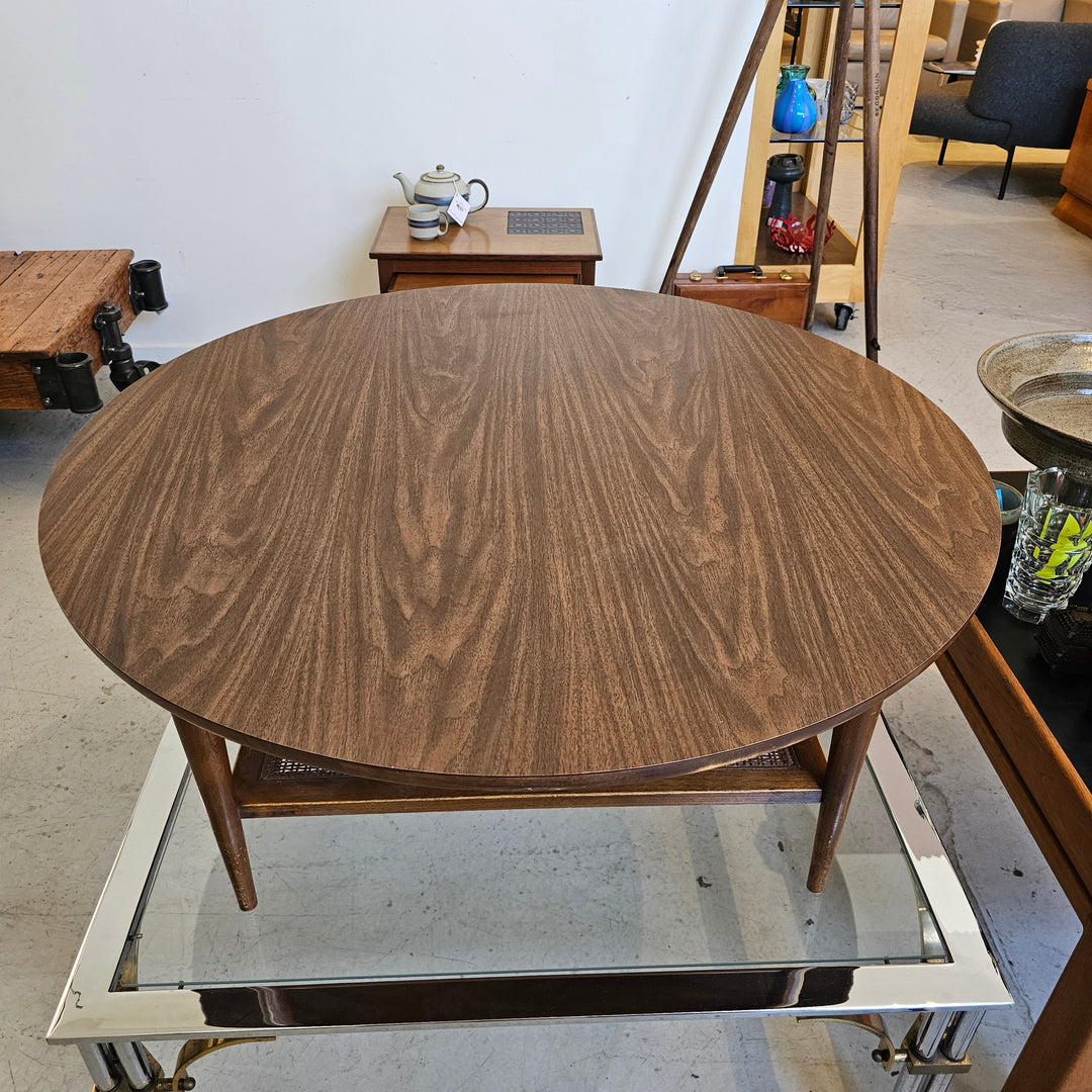 Round Laminate Faux Wood Top Coffee Table