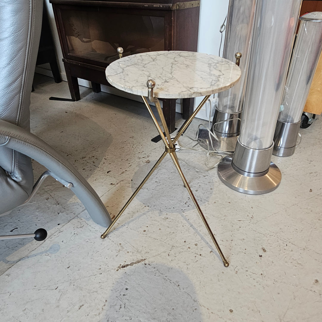 Brass Side Table w/ Marble Top