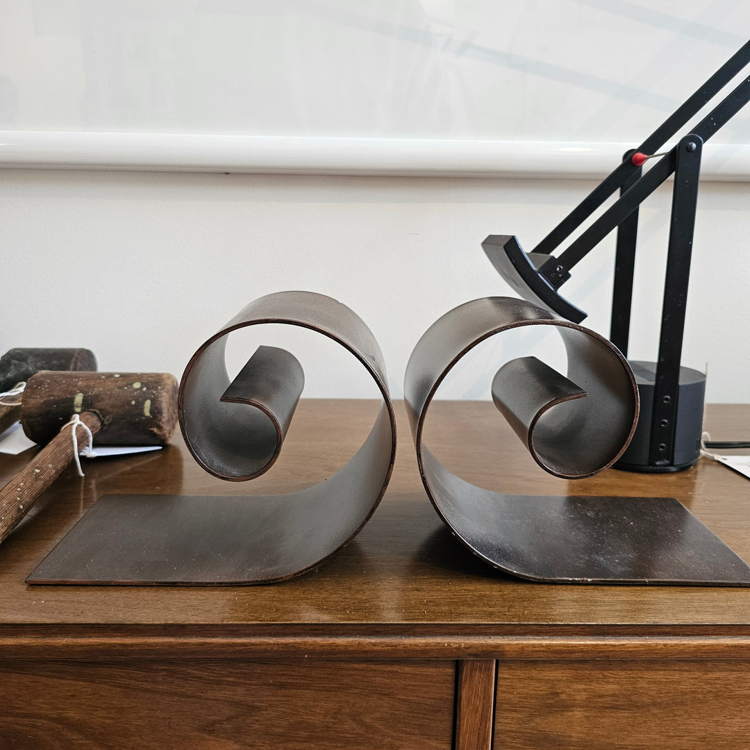 Large Coiled Steel Bookends