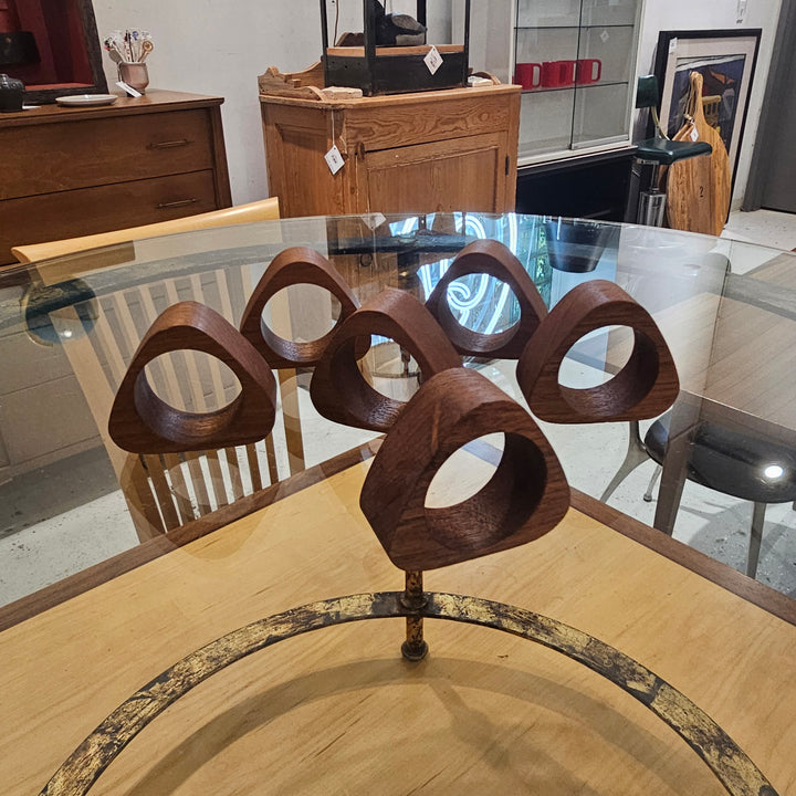 (6) Otagiri Teak Wood Napkin Rings