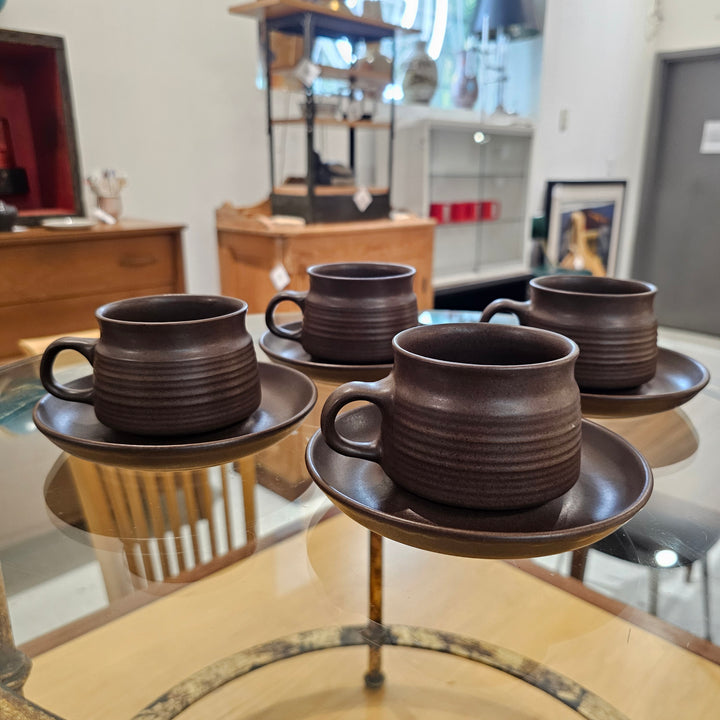 (4) Denby Mugs & Saucers