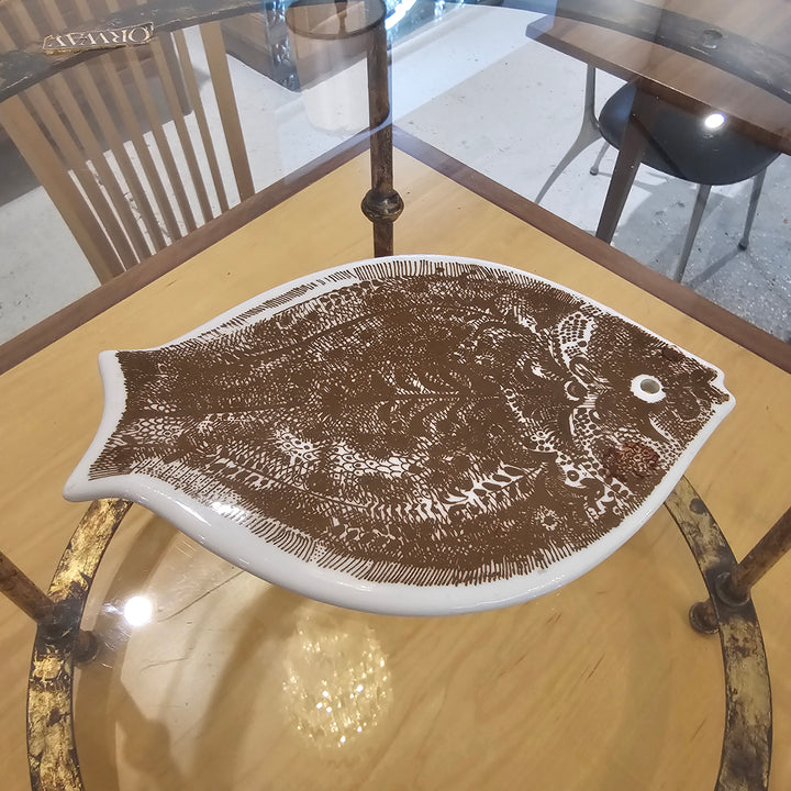 Porsgrund Norway Brown & White Fish Fish Plate
