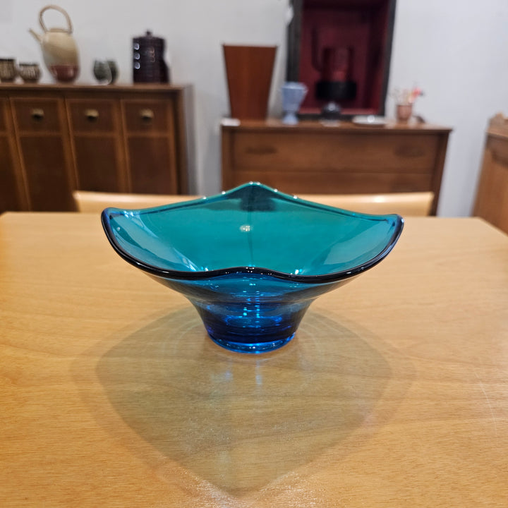 Teal Blue Viking Glass Bon Bon Candy Dish