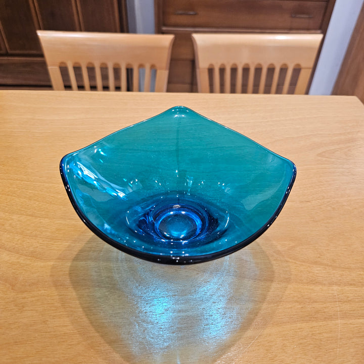Teal Blue Viking Glass Bon Bon Candy Dish