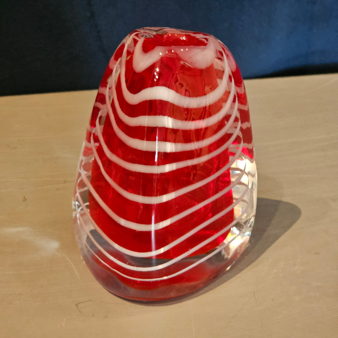 Vintage Murano Style Red & White Bud Vase