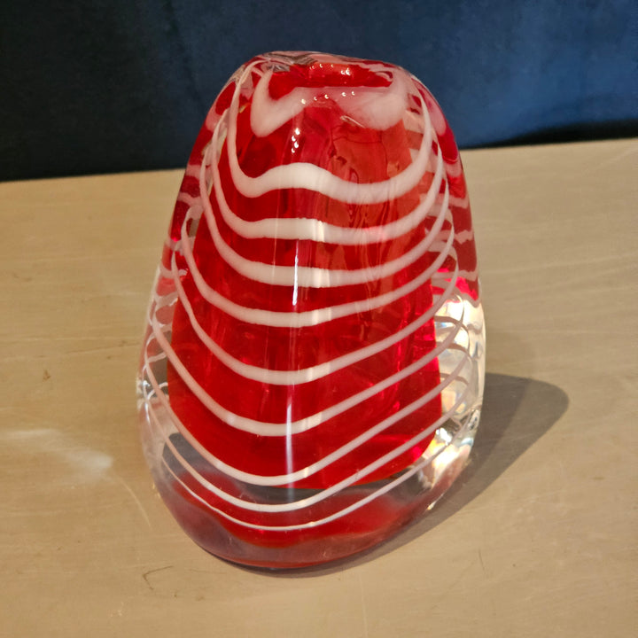 Vintage Murano Style Red & White Bud Vase