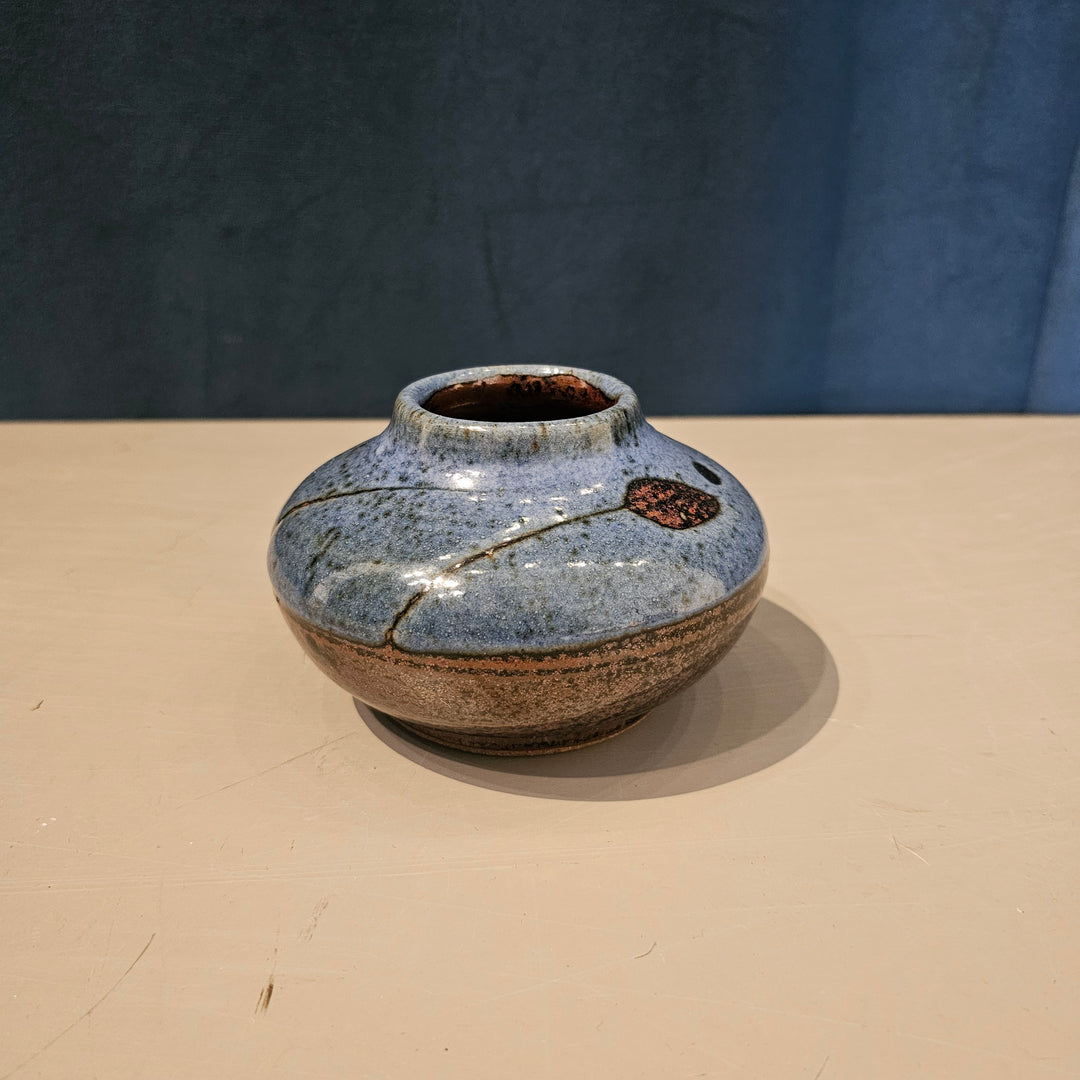Small Blue & Brown Pottery Vase