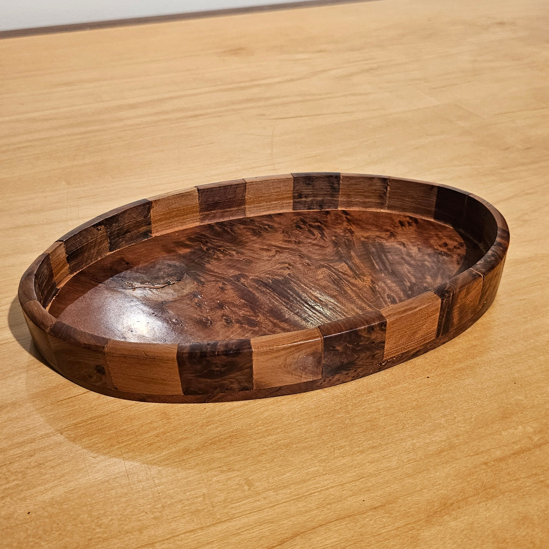 Oval Patchwork Burl Dish