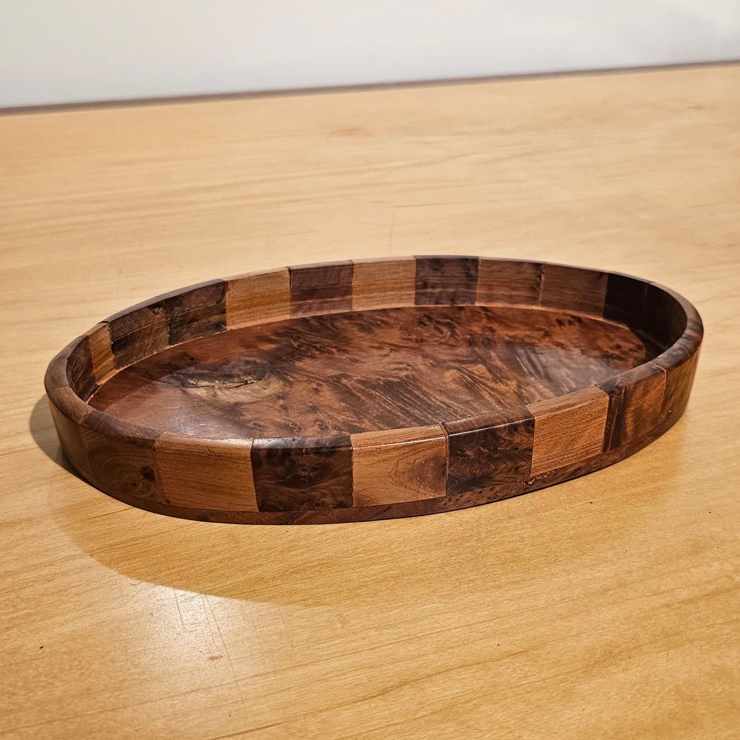 Oval Patchwork Burl Dish