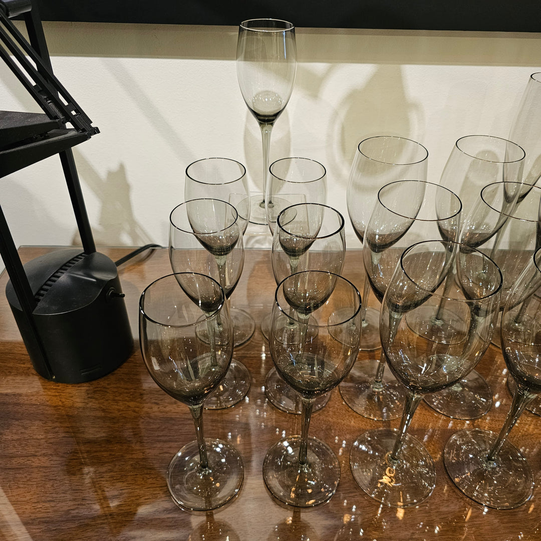 Mikasa Smoke Gray Stemware Set