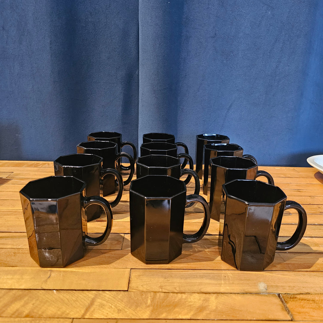 Arcoroc France Octime Black Glass Mug