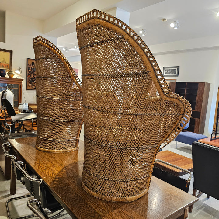 Oversized 1970's Peacock Wicker Chair