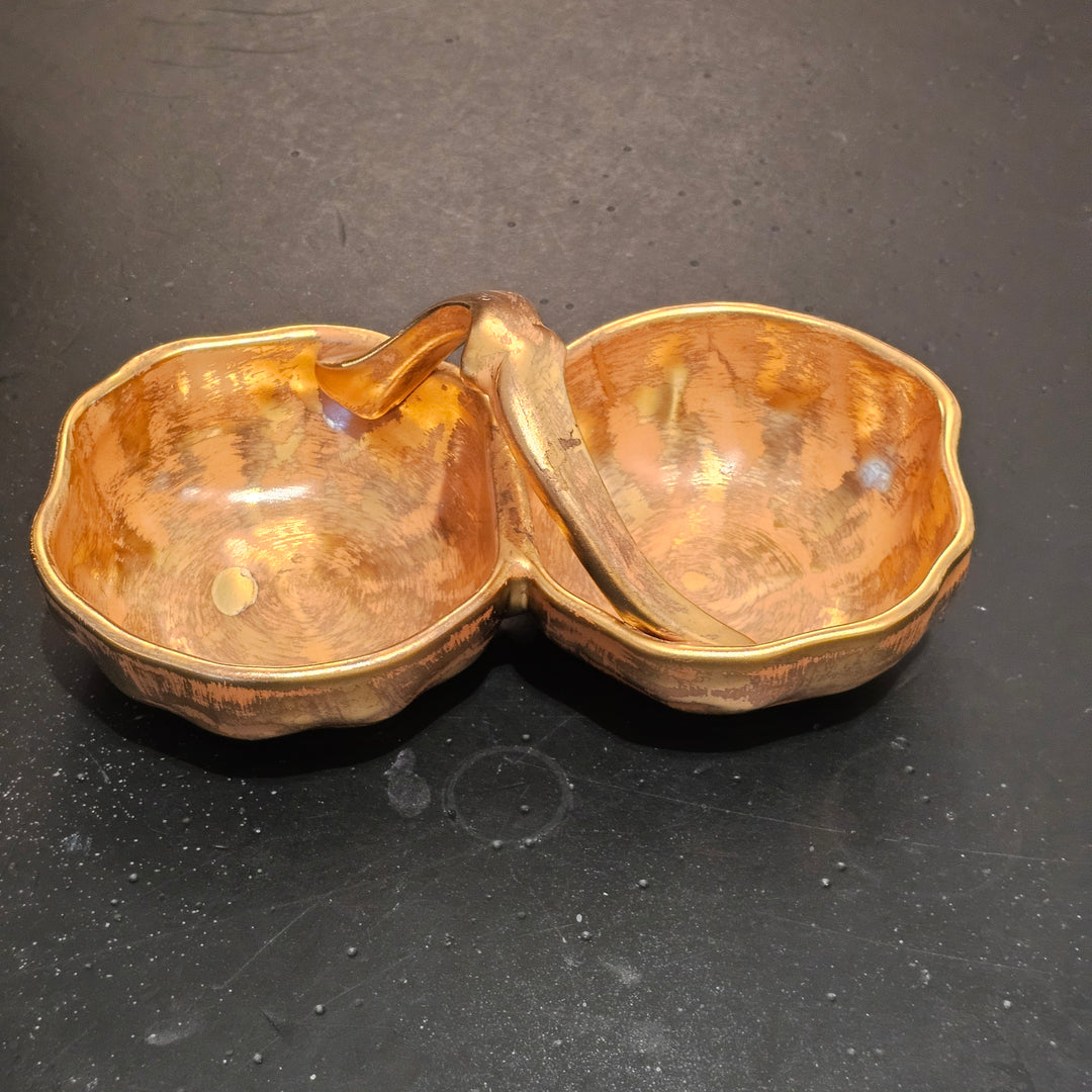 Stangl Pottery Granada Gold Handled Double Candy Dish