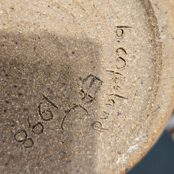 Art Pottery Blue Glazed Handled Planter - Signed "B Copeland"