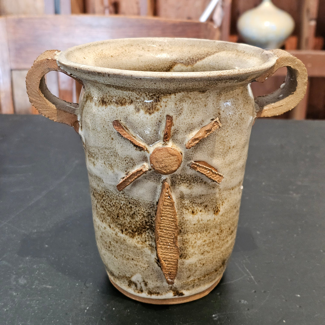 Art Pottery Handled Sunflower Jug - Signed "Laura Elkin"