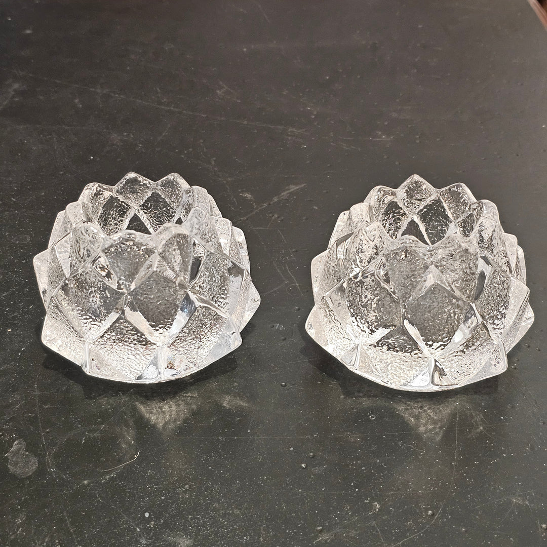 Pair of Orrefors Berit Johansson Firefly Crystal Votives