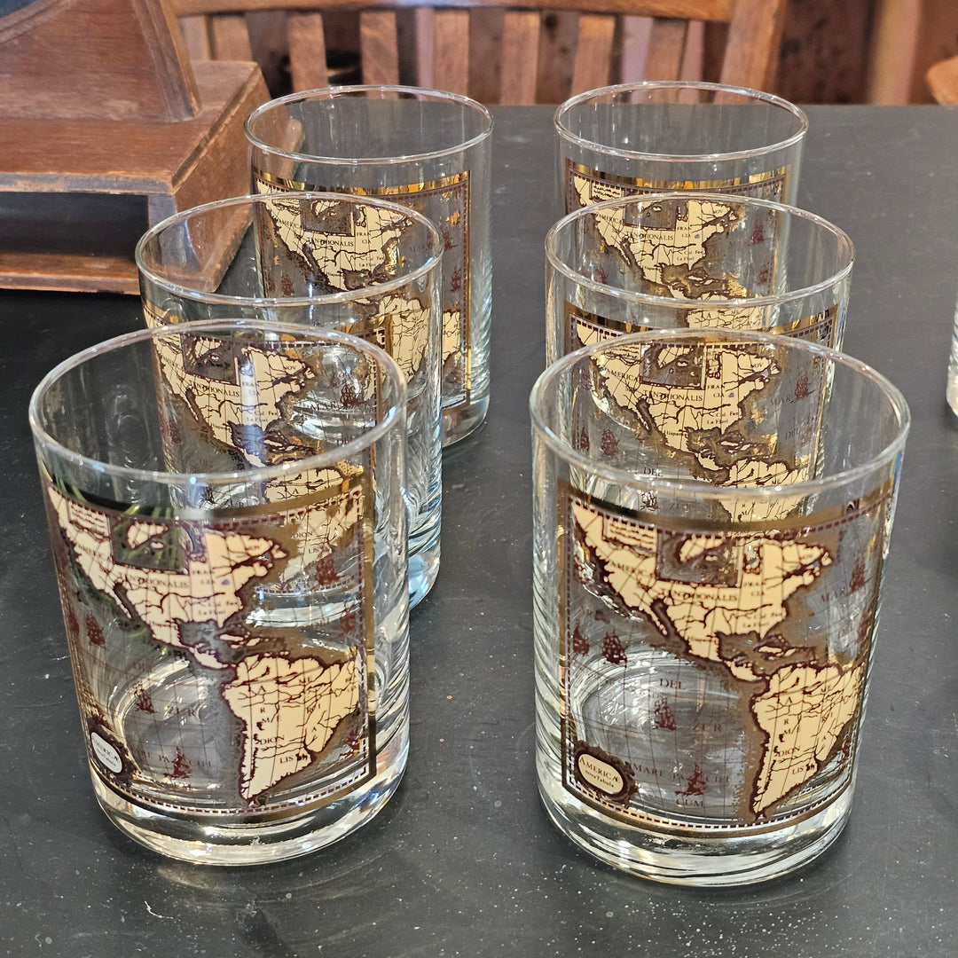 Set of 6 Shelton Designs World Atlas Double Rocks Glasses