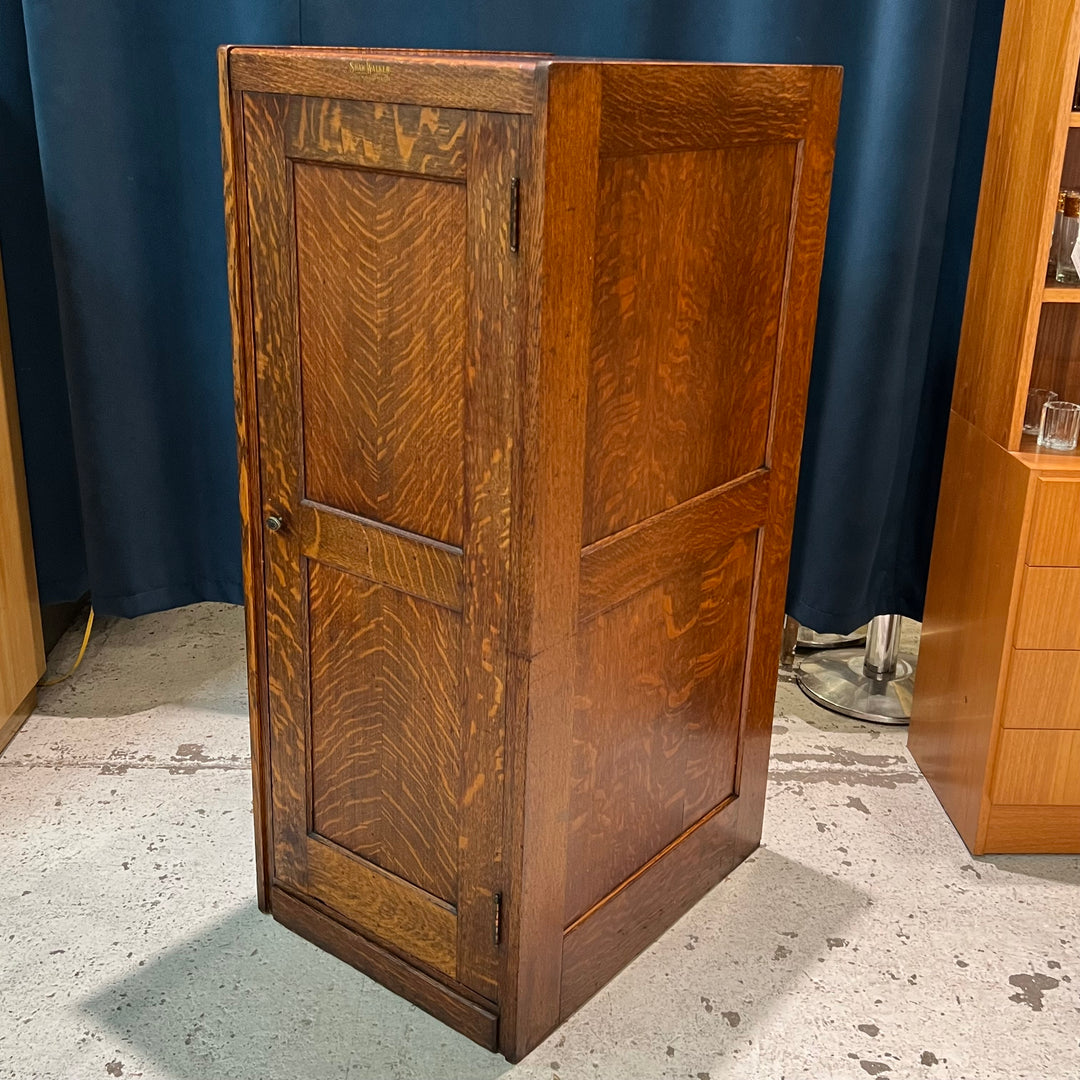 Antique Shaw Walker Solid Oak Storage Cabinet