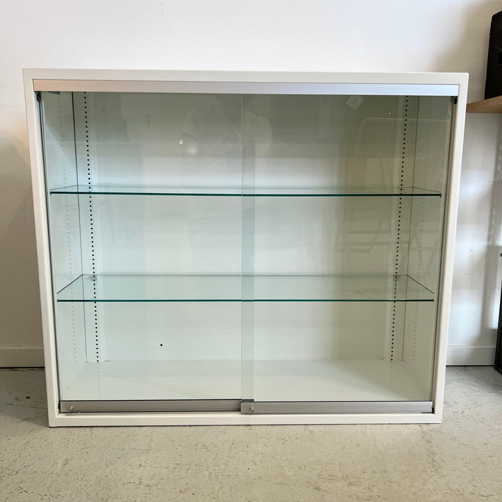 Vintage Fisher Hamilton White Metal Cabinet w/Glass Doors