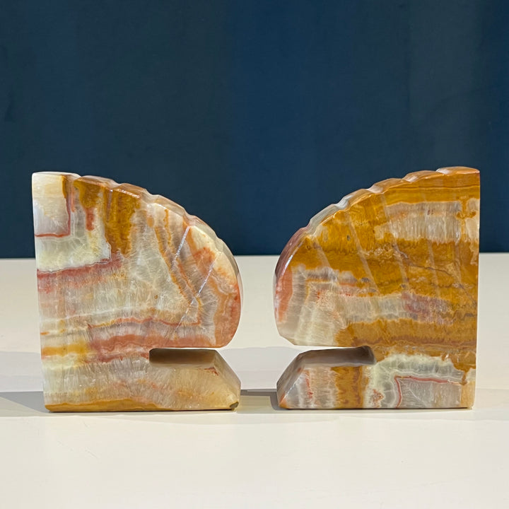 Pair of Quartz/Jasper Scallop Bookends