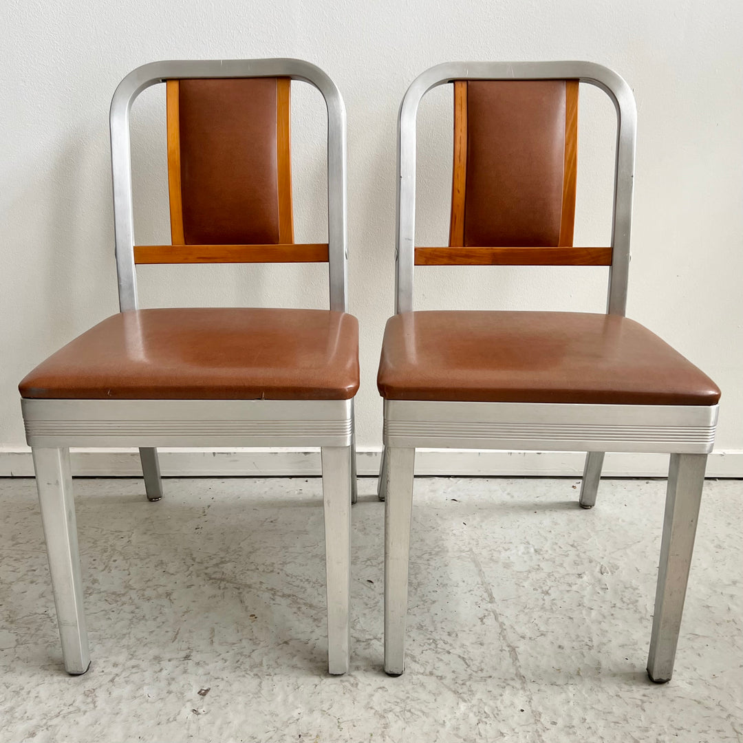 Pair of Shaw Walker Aluminum/Wood Side Chairs