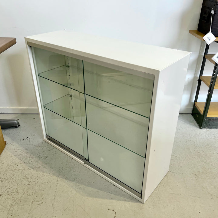 Vintage Fisher Hamilton White Metal Cabinet w/Glass Doors