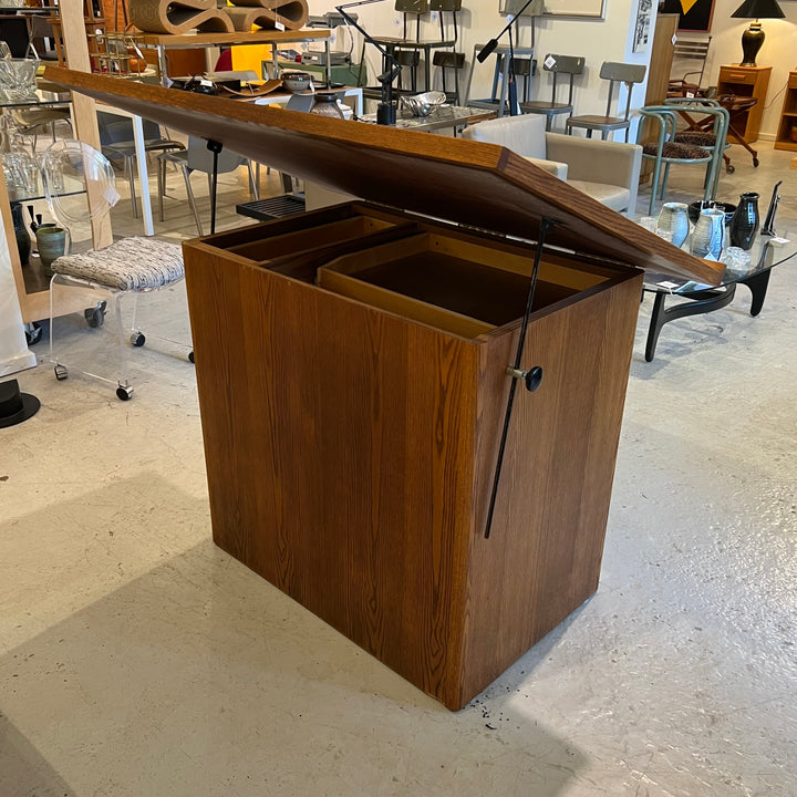 1980s 48” Modernist Oak Drafting Table