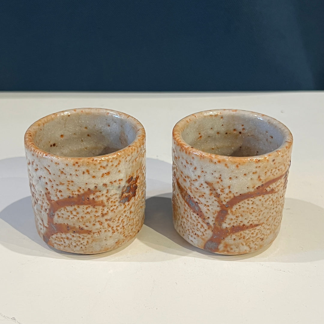 Pair of 1960s Shino Ware Ceramic Sake Cups