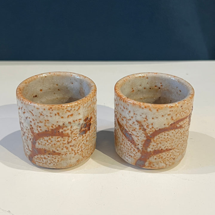 Pair of 1960s Shino Ware Ceramic Sake Cups