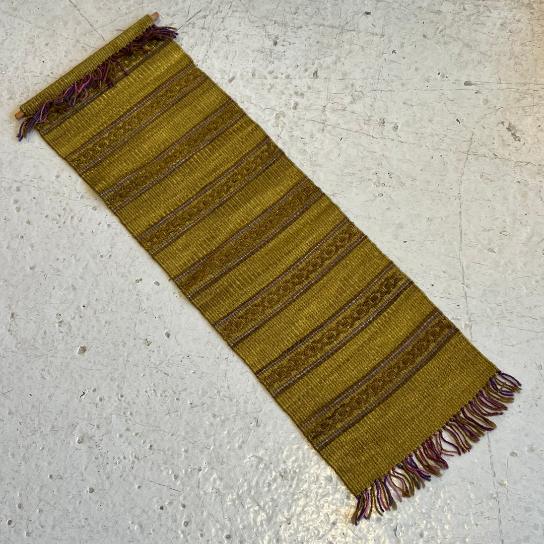 1970s Japanese Green/Purple Wool Wall Tapestry