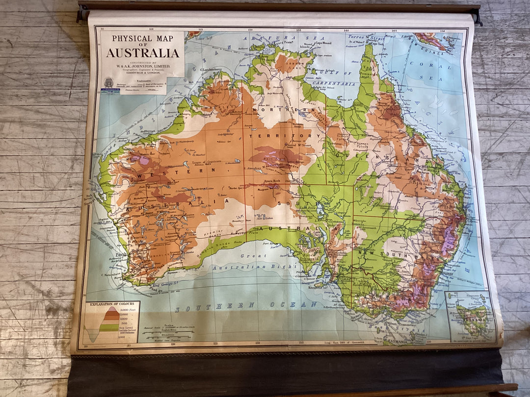 Vintage Physical Map of Australia