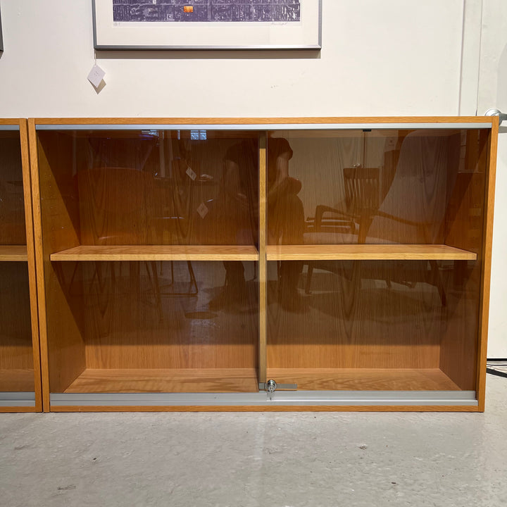 Contemporary Custom Blonde Oak Display Cabinet/Bookcase w/Glass Doors