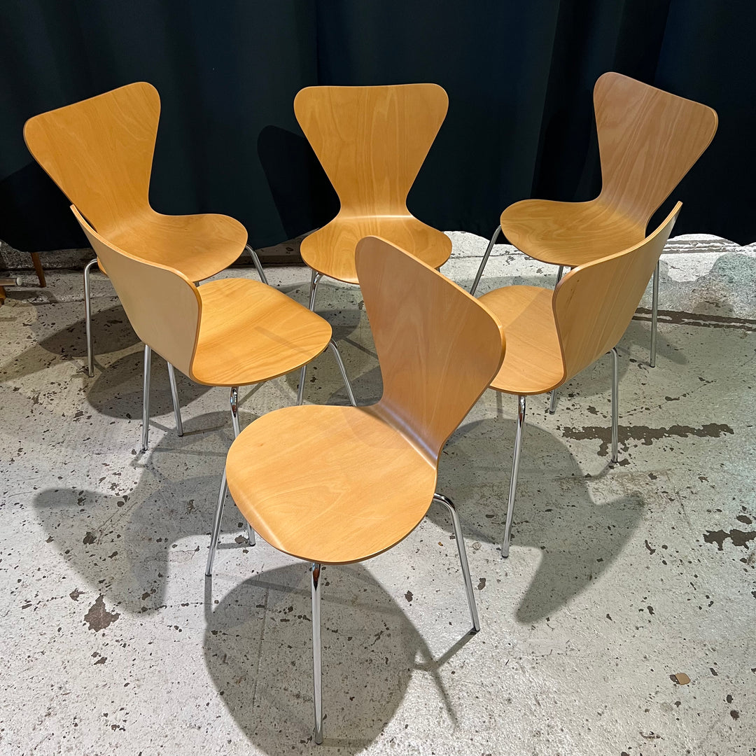 Arne Jacobsen-style Birch Ply Side Chairs (Natural Satin Finish)