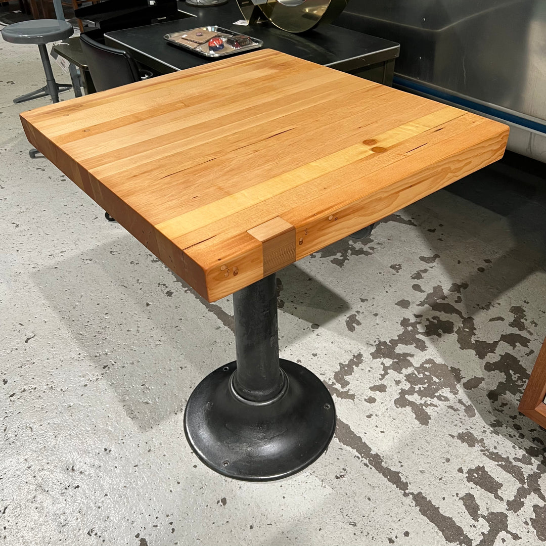 Restored Antique Industrial Work Table w/Massive Steel Base