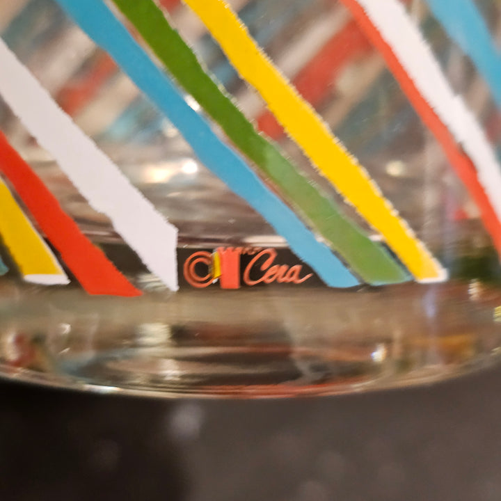 (6) Cera Primary Swirls Double Rocks Glasses