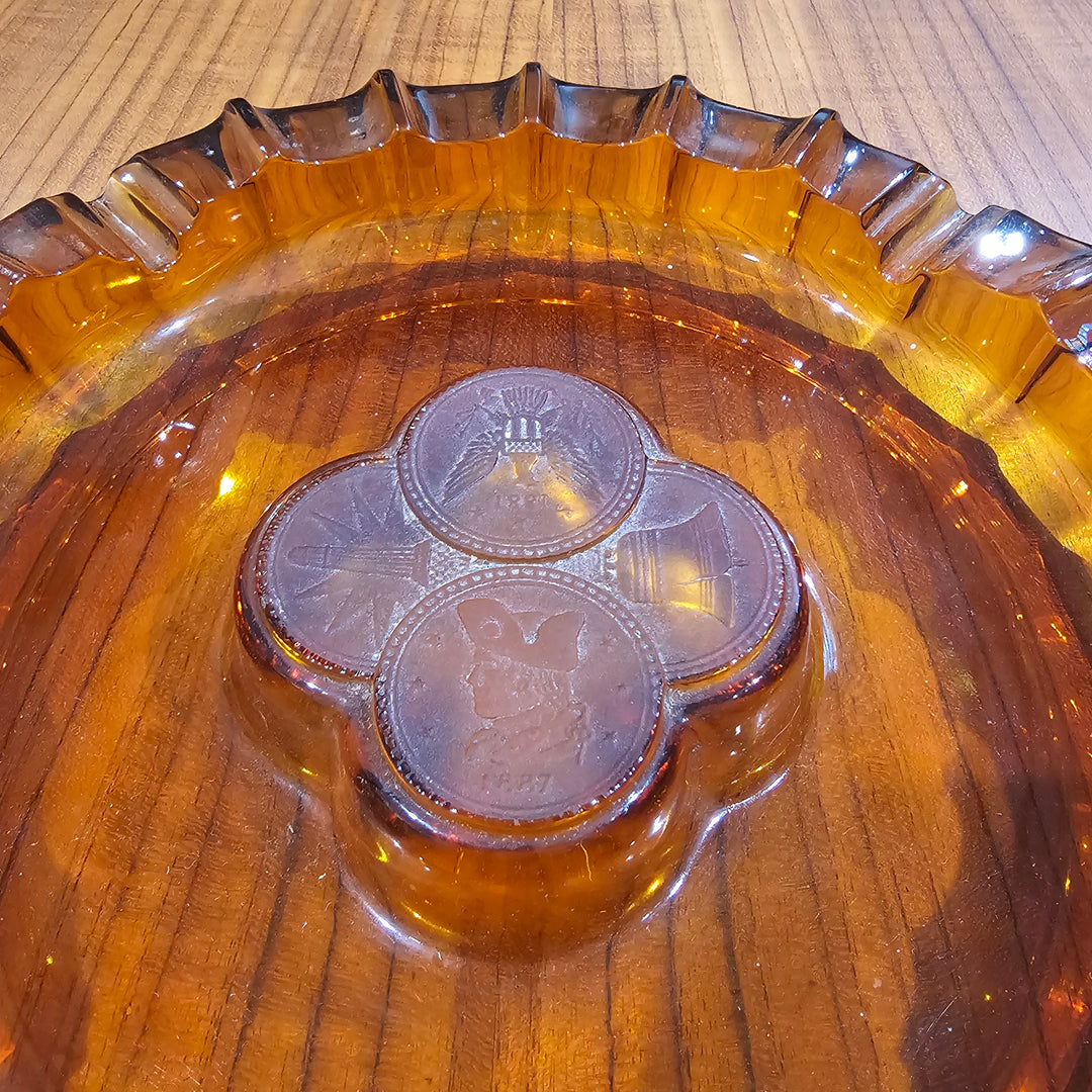 1940's Fostoria Coin Glass Ashtray (Amber)